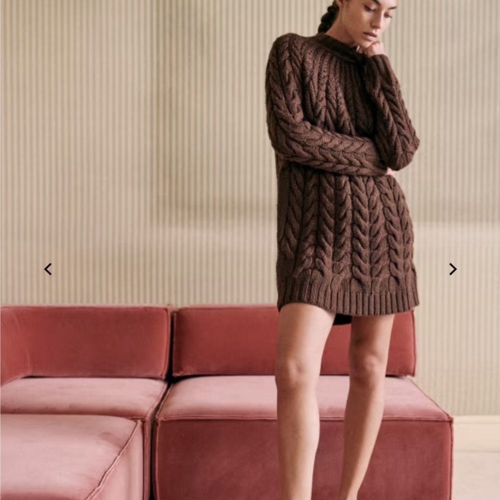 Sezane Brown Cable Knit Dress